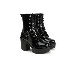 FRANINO PARIS Round Toe Lace Up Heeled Boots