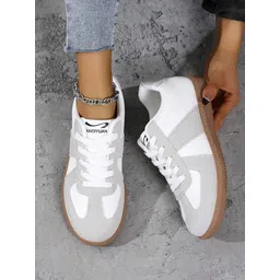 Colorblock Flat Sneakers with Ultra Soft Cushion Lace-Up All-Day Comfort Shoes| Sneakers For Women