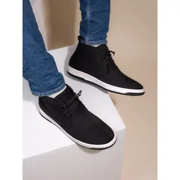 Styli Men Mid Top Faux Leather Casual Lace Up Boots