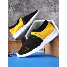 Hoversole Men's Walkon Black Yellow Walking Shoes