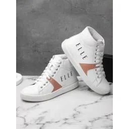 Elle Women's Pearl White & Pink Ankle High Sneakers