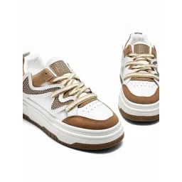 The White Pole Women's Khaki Casual Sneakers