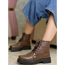 Shoetopia Women Block-Heeled Mid-Top Regular Boots