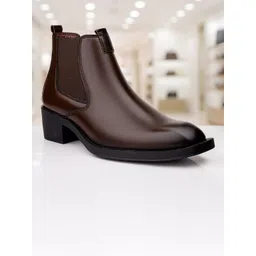 Bxxy Men Height Increasing High Heel Ankle-Length Formal Chelsea Boots