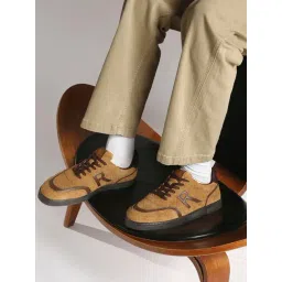 Rare Rabbit Men's ORLA Yellow Sneakers