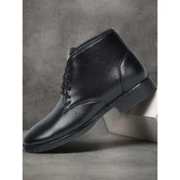 aadi Men Black Synthetic Leather Lace-Up Formal Ankle Boots