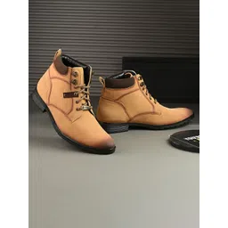 Vellinto ROADBURNER Men Lace-Up Block Heeled Biker Boots