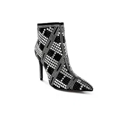 London Rag Women Rhinestones Studded Stiletto Heel Boots