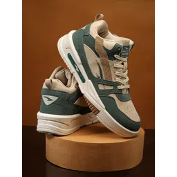 ASIAN Men Colourblocked Round Toe Mid-Top Sneakers