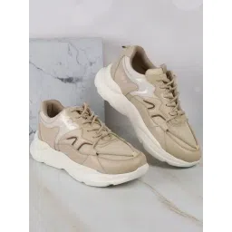 Mochi Women Beige Sneakers