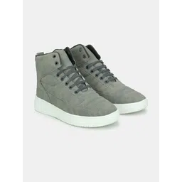 LeatherKraft Men Perforations High-Top Sneakers