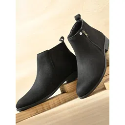 El Paso Women Black High Top Ankle Synthetic Chelsea Boots With Zip Closure