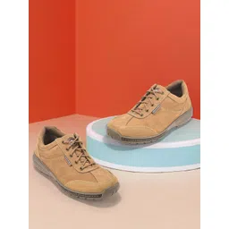 Woodland Men Textured Lace-Up Sneakers