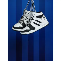 Field Care Men White & Black High Top Casual Sneakers
