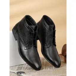 Teakwood Men Leathers Mid-Top Block-Heeled Boots