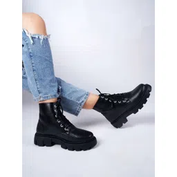 TRYME Women Casual Platform-Heeled Boots