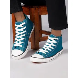 Roadster Men Sea Green Solid Canvas Sneakers