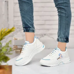 Lace Sneakers For Girls (White) Slip On Sneakers For Women