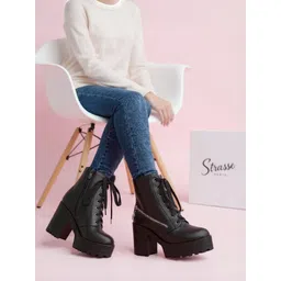 Premium Design Women's Ankle Length Block Heel Stylish Fashionable Black Boots Boots For Women