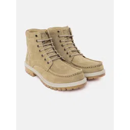 Woodland Men Round Toe Mid-Top Leather Regular Boots