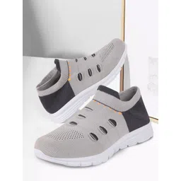 FAUSTO Women Grey Mesh Walking Non-Marking Shoes