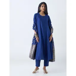 Vark by Westside Navy Solid Anarkali Ethnic Set