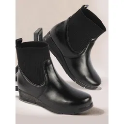 FAUSTO Women Mid-Top Wedge Chelsea Boots