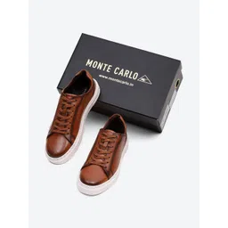 Monte Carlo Men Solid Round Toe Lace-Ups Leather Everyday Sneakers