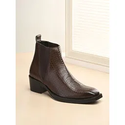 AfroJack Men Textured Slip-On Block Chelsea Boots