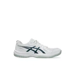 Asics Men's UPCOURT 6 White & Tranquil Teal Indoor Court Shoes