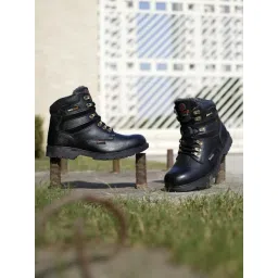 Bacca Bucci Men's 6 Inches Steel Toe Cap Black Snow Boots