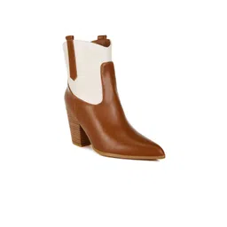 London Rag Women Colourblocked Block Heel Cowboy Boots