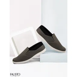 FAUSTO Men Grey Slip-On Sneakers