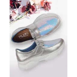 FAUSTO Women Printed PU Slip-On Sneakers