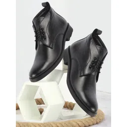 FAUSTO Men Mid-Top Leather Desert Boots