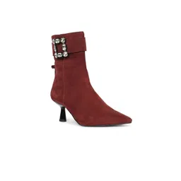 Saint G Women Bordo Leather Ankle Winter Boots