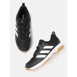 ADIDAS Men Black & White Woven Design Ligra 7 Indoor Sustainable Sustainable Training Shoes