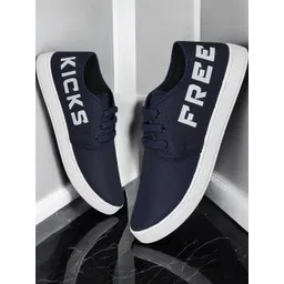 Free Kicks Men Navy Blue Canvas Marking Running Sports Shoes