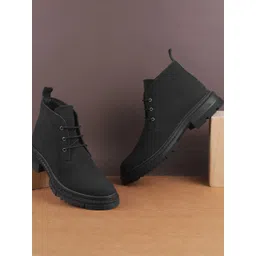 Metro Women Block-Heeled Lace - Ups Regular Boots