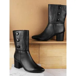 Metro Women Casual Block-Heeled Regular Boots