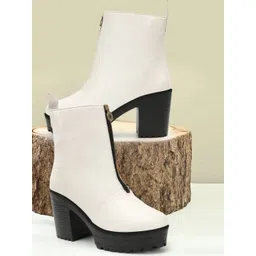 Kliev Paris Women ComfortableBlock Heeled Front Chain Boots