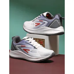 SZN Men Grey And White Mesh Lace-Ups Comfort Casual Walking Shoes