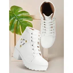 Women’s Lace-Up Mid Ankle Boots with Block Heel and Stud Ring Detail Boots For Women