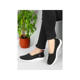 Carlton London Black Woven Design Women Slip-On Sneakers