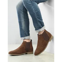 The Roadster Lifestyle Co Men Mid-Top Block-Heeled Chelsea Boots