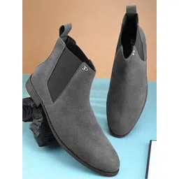 El Paso Men Textured Round Toe Chelsea Boots