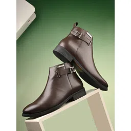 El Paso Men Mid Top Formal Regular Boots With Buckle Detail