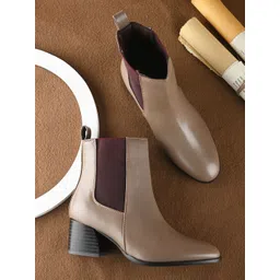 The Roadster Lifestyle Co Women Flare-Heeled Ankle Chelsea Boots