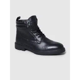 Jack & Jones Men Leather Mid-Top Block Boots