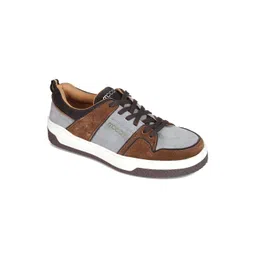 mccoy Men Colourblocked Round Toe Comfort Insole Leather Sneakers